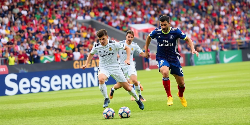 Soccer players in action during a Major League Soccer match.