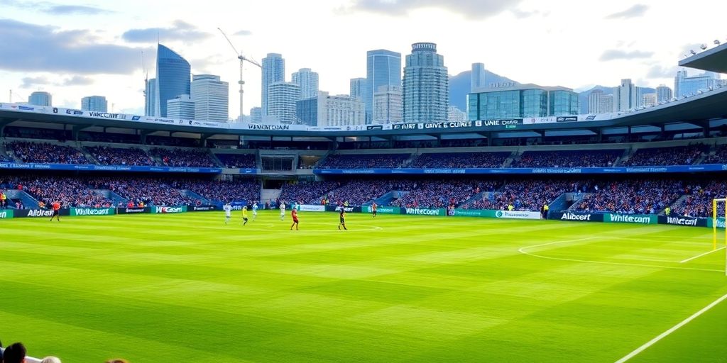 Vancouver Whitecaps soccer field with cheering fans.