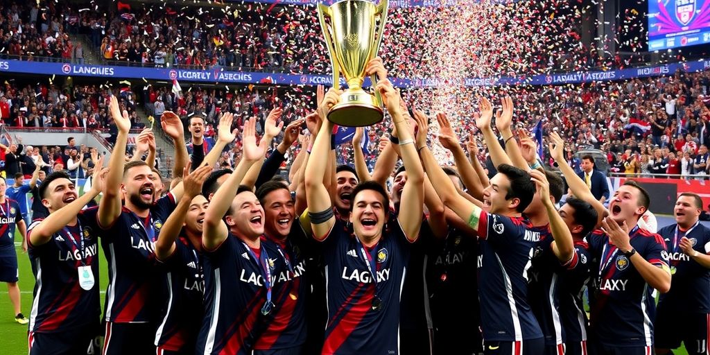 LA Galaxy players celebrating their MLS Cup victory.