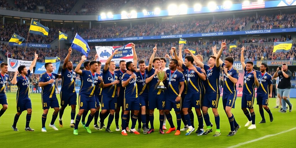 LA Galaxy players celebrating victory in MLS Cup.