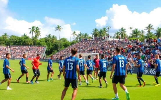 Inter Miami players training during Latin America's preseason tour.