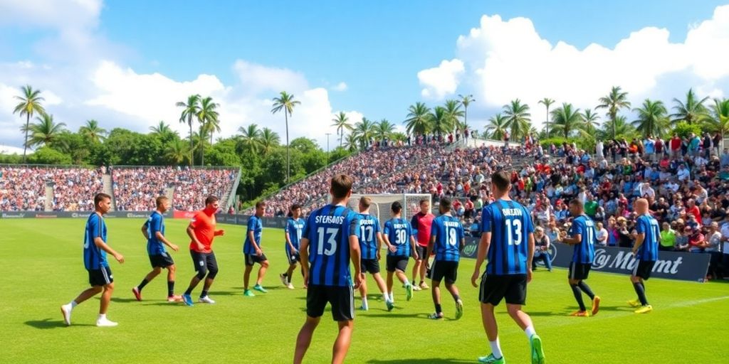 Inter Miami players training during Latin America's preseason tour.