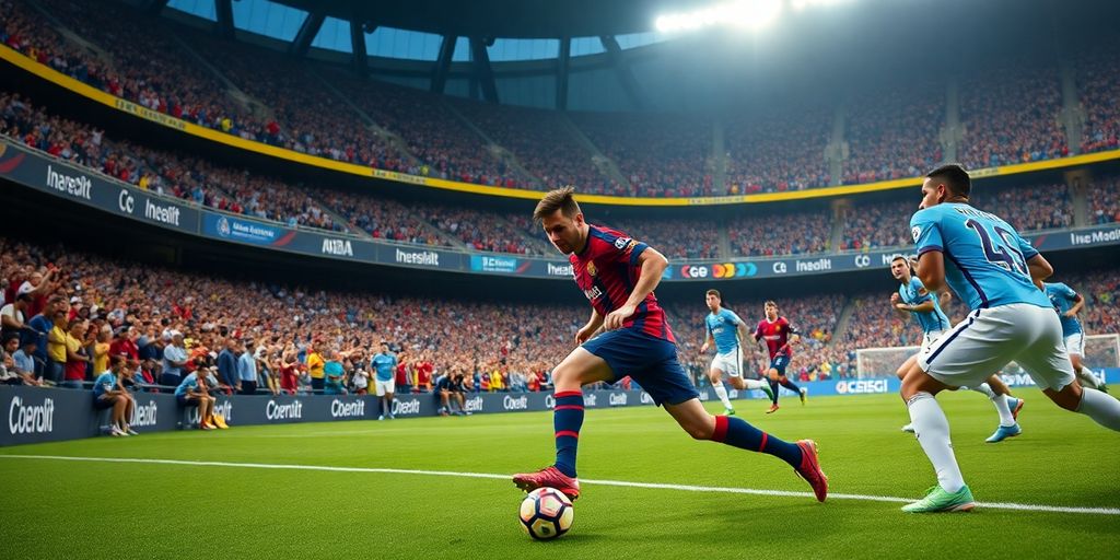 Lionel Messi dribbling the ball in preseason match.