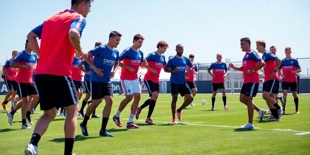 San Diego FC players during inaugural training session on field.