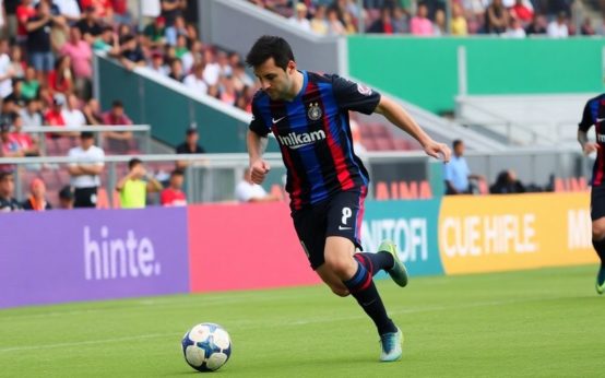 Lionel Messi dribbling the ball during the match.