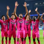 Inter Miami players celebrate penalty shootout victory in Peru.