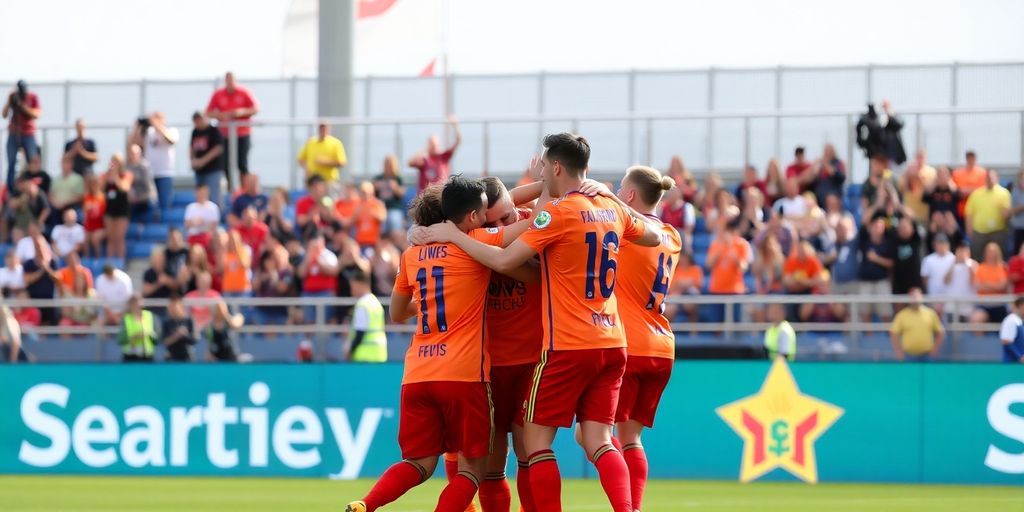 San Diego FC players celebrating a goal on the field.