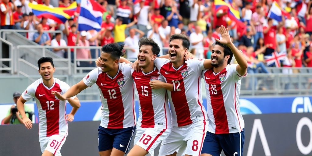 USMNT players celebrating a goal against Venezuela.