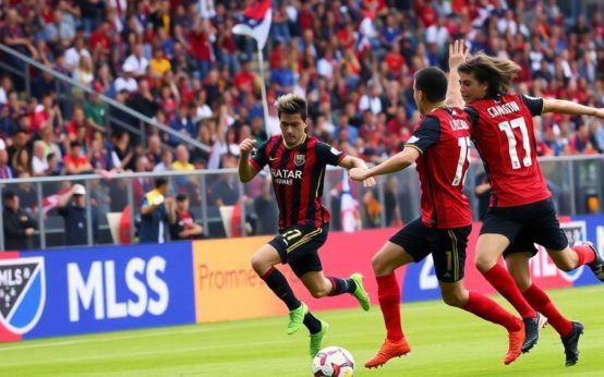 Soccer players in action during an MLS match.