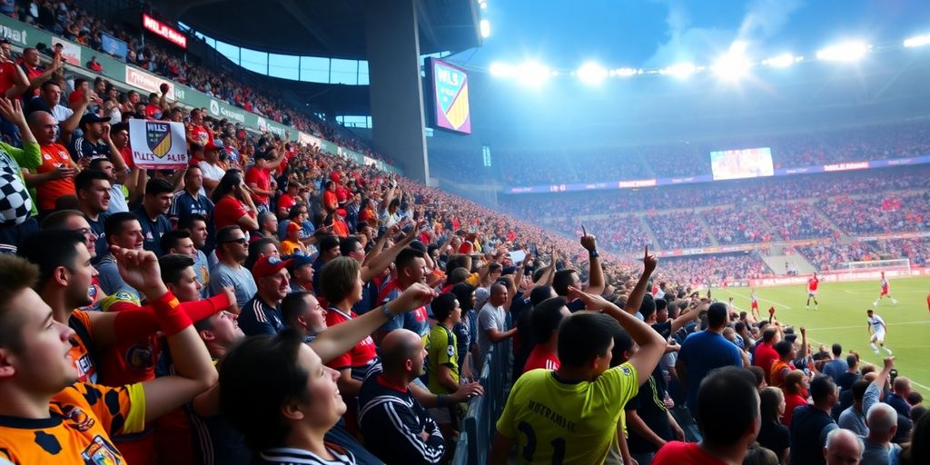 MLS match with fans, players, and vibrant atmosphere.