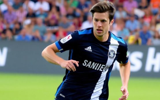 Anders Dreyer in action for San Diego FC on the field.