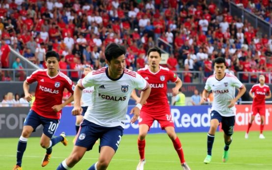 FC Dallas players in action during a preseason friendly match.