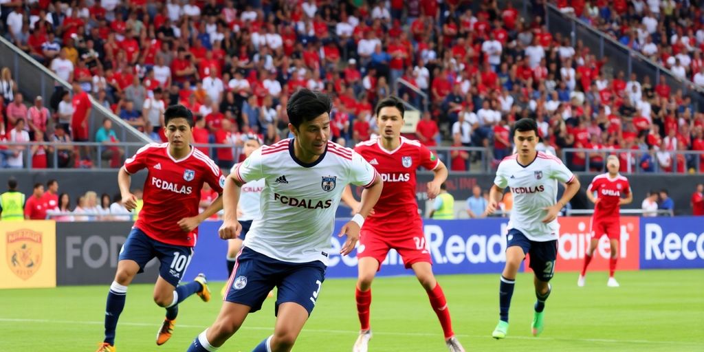 FC Dallas players in action during a preseason friendly match.