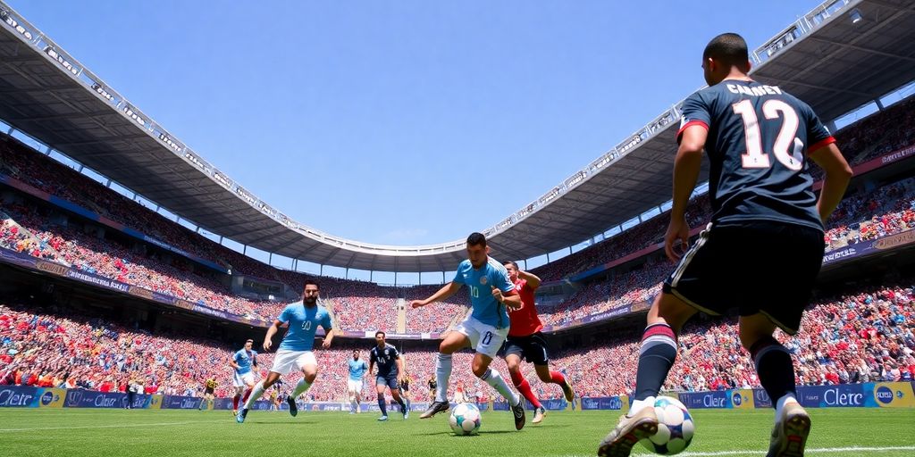 Players in action during an exciting soccer match.