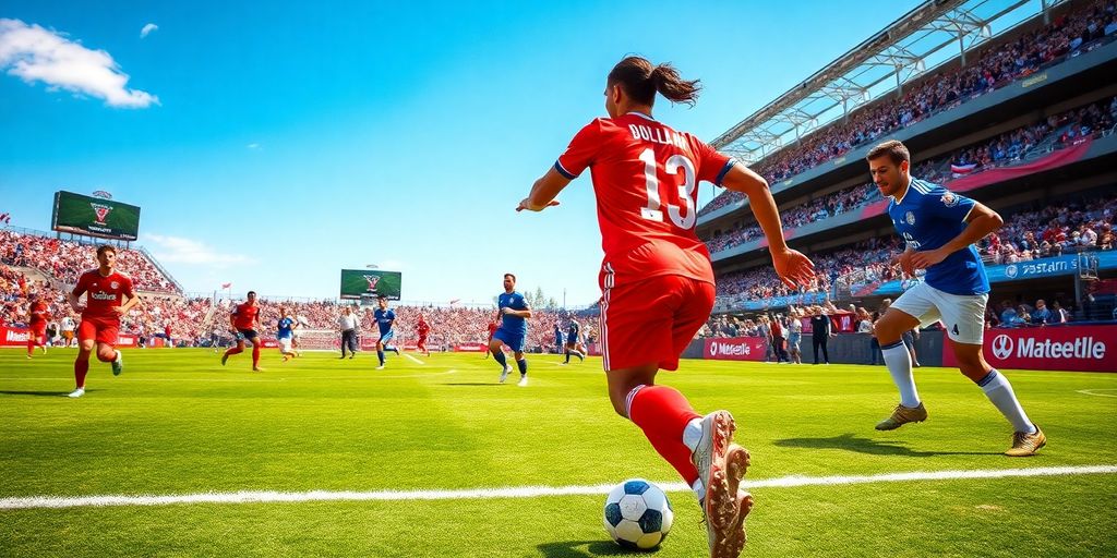 Soccer players in action during a Major League Soccer match.