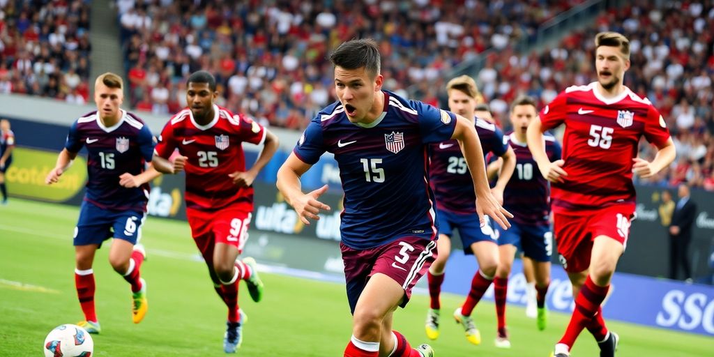 USMNT players in action during a soccer match.