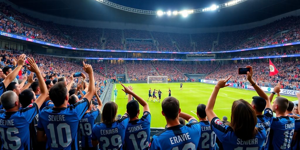 Inter Miami fans cheering during an exciting MLS match.