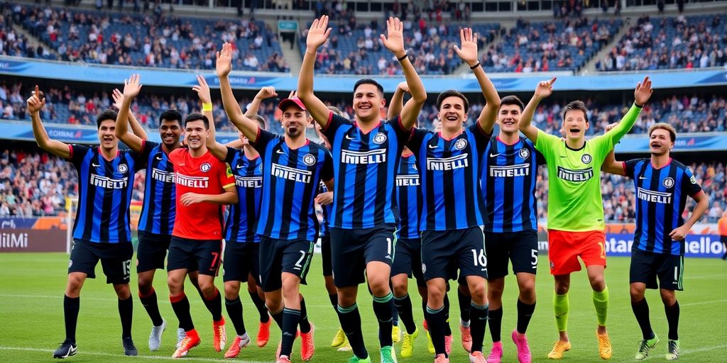 Inter Miami players celebrating in their new jerseys.