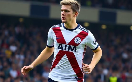 Timo Werner playing soccer in his team's kit.