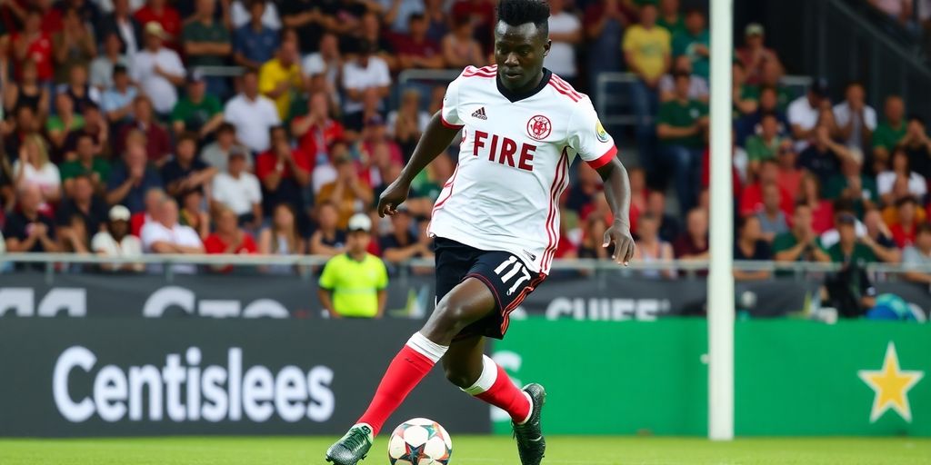 Rominigue Kouamé dribbling the ball for Chicago Fire.