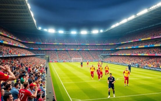 Excited soccer fans in a stadium for the MLS season.