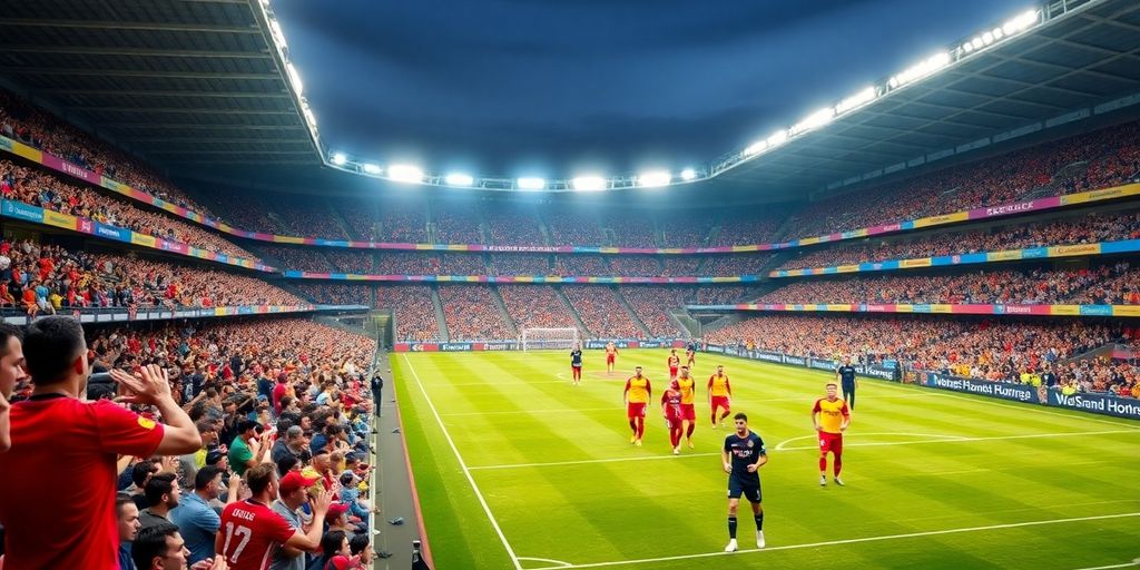 Excited soccer fans in a stadium for the MLS season.