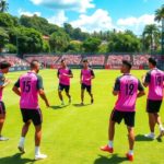 Inter Miami players training in Latin America during preseason.