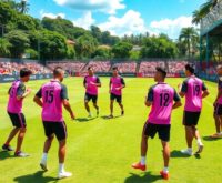 Inter Miami players training in Latin America during preseason.