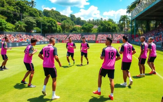 Inter Miami players training in Latin America during preseason.