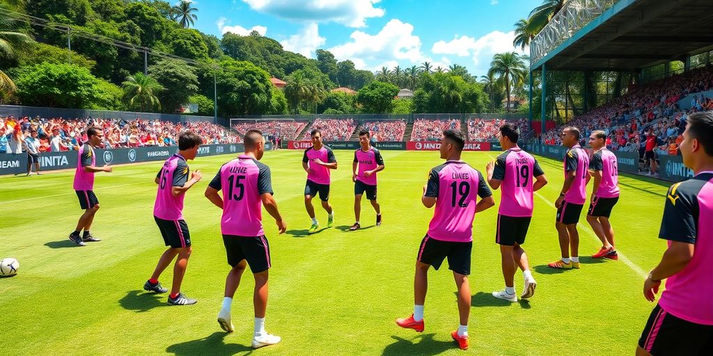 Inter Miami players training in Latin America during preseason.