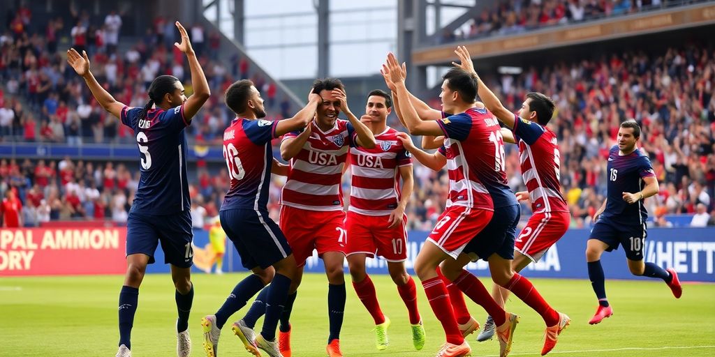 USMNT players celebrating a goal in January camp.