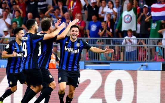 Inter Miami players celebrating a goal against Club América.