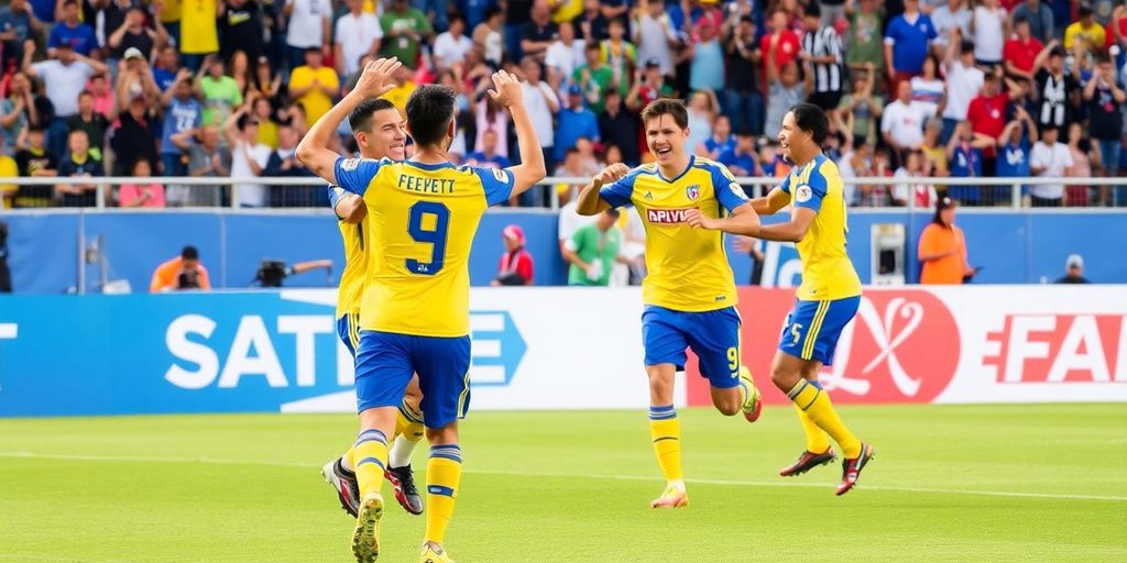 San Diego FC players celebrating a goal with fans.