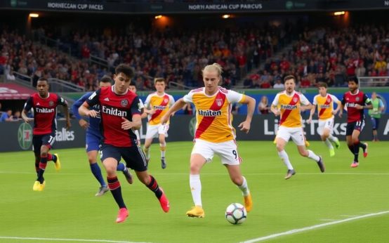 MLS teams competing energetically in North American cup games.