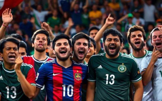 Mexican fans reacting to Messi's gesture during a football match.