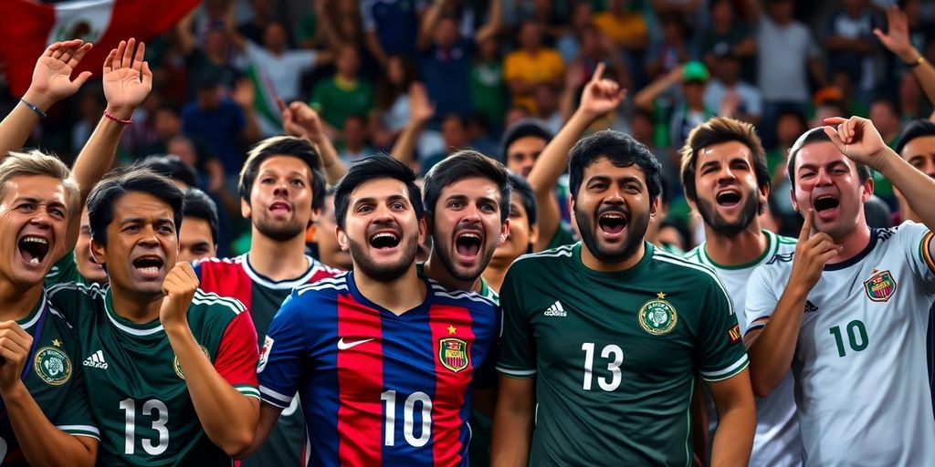 Mexican fans reacting to Messi's gesture during a football match.