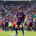 Lionel Messi playing for Inter Miami in preseason match.