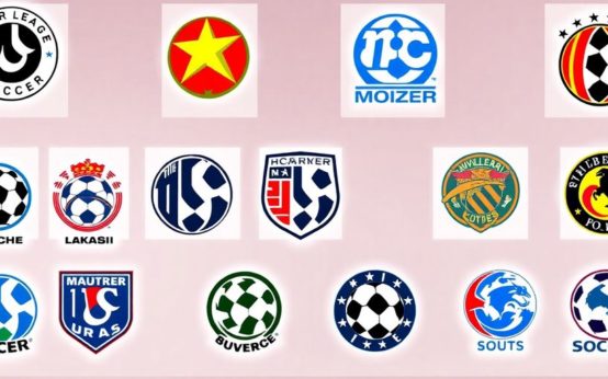 Collage of Major League Soccer logos through the years.