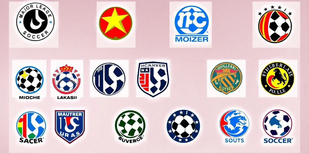 Collage of Major League Soccer logos through the years.