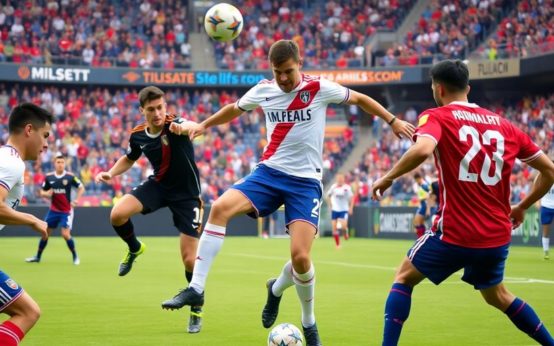 Intense soccer match between MLS teams in action.