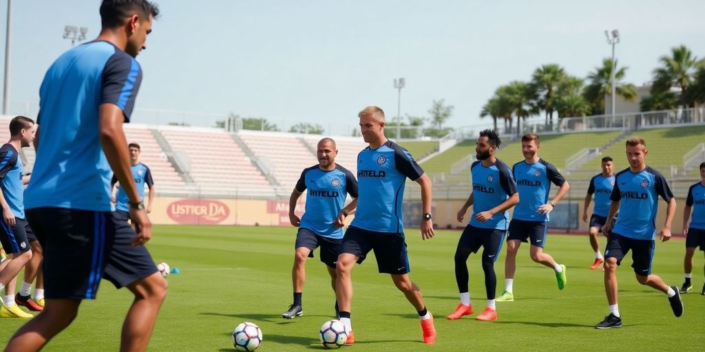 Inter Miami players training with new coach Javier Mascherano.