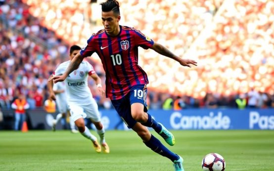 Neymar dribbling the ball during an MLS match.