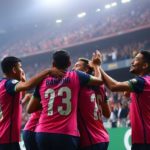 Inter Miami players celebrate victory in thrilling match.