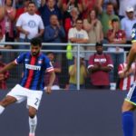 Inter Miami player taking a penalty kick during shootout.
