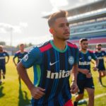Inter Miami players training on a sunny field during preseason.