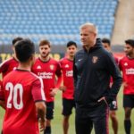 Chicago Fire players training with coach Gregg Berhalter.