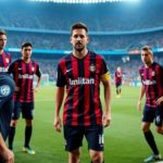 Lionel Messi interacting with Inter Miami teammates on the field.