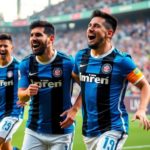 Inter Miami players celebrating with Messi after a goal.